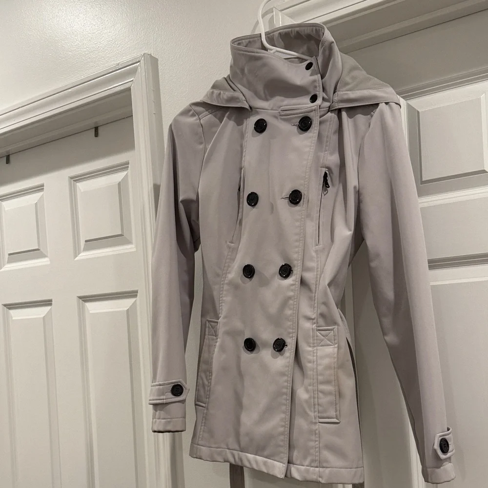 Women's Cream Trench Coat with detachable hood - Picture 1 of 5